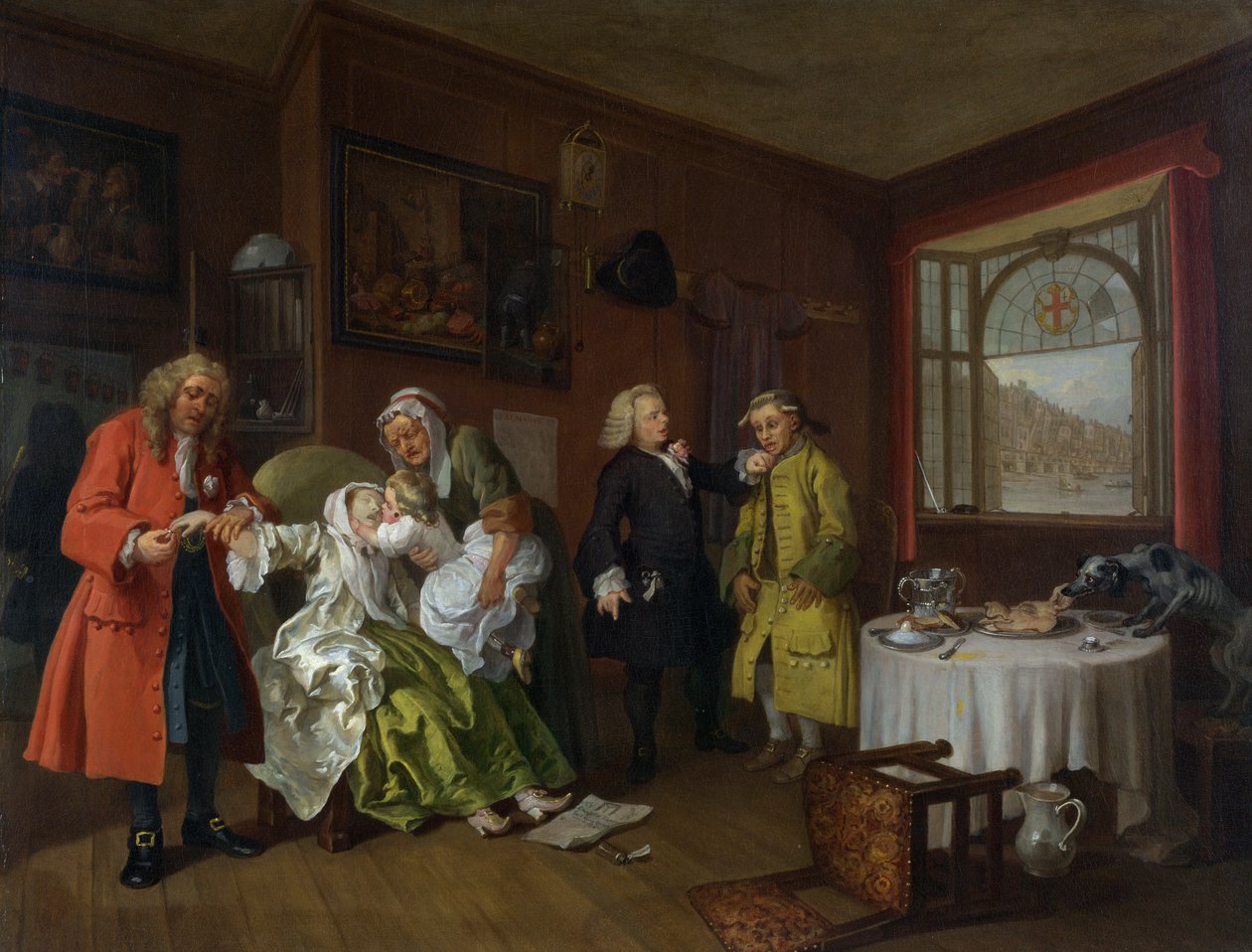 Heirat à la Mode: VI, Der Tod der Dame von William Hogarth