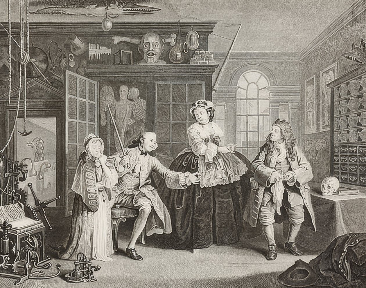 Heirat nach der Mode. Blatt 3: Der Graf und der Quacksalber von William Hogarth