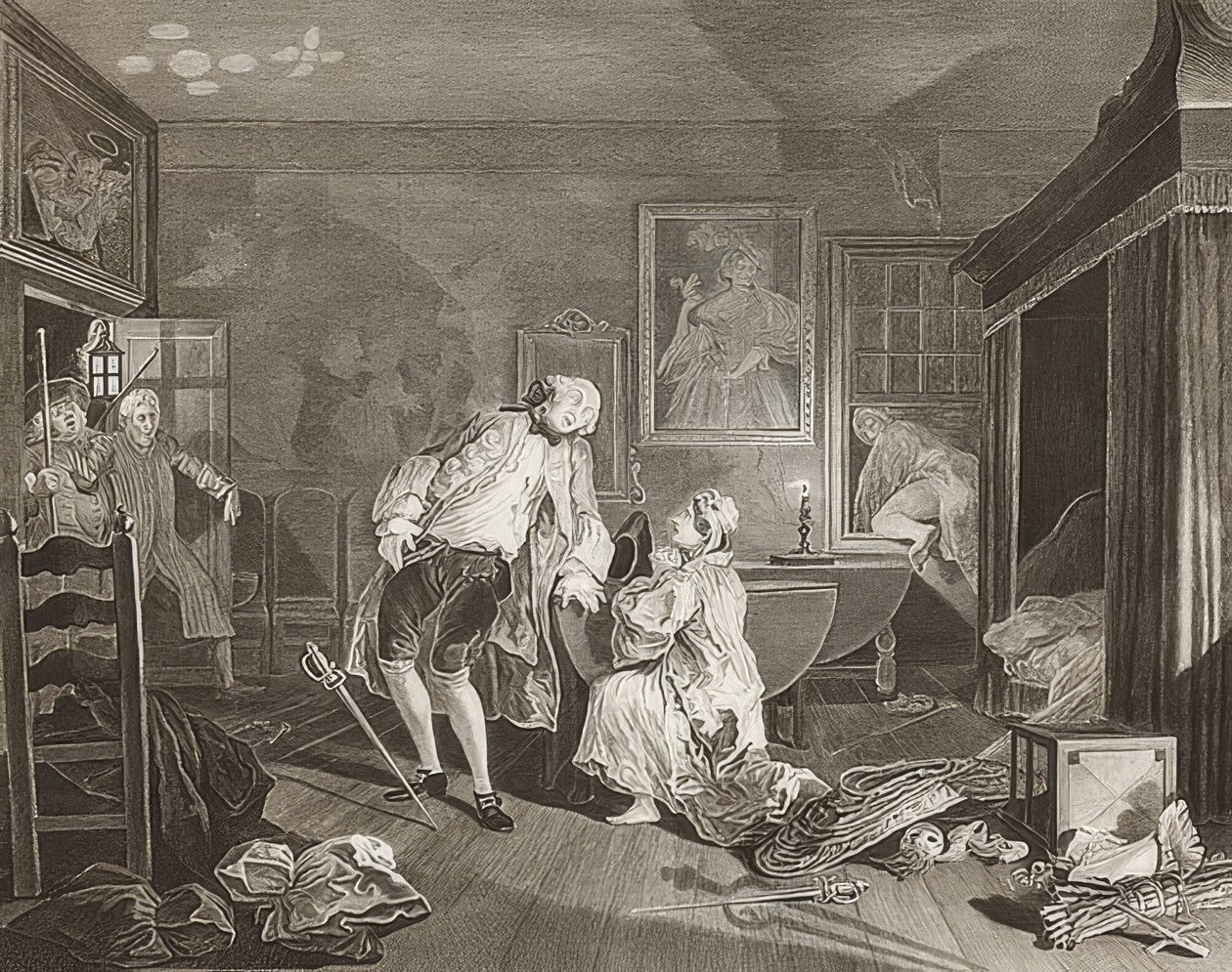 Heirat nach der Mode. Blatt 5: Der Graf fällt im Zweikampf von William Hogarth