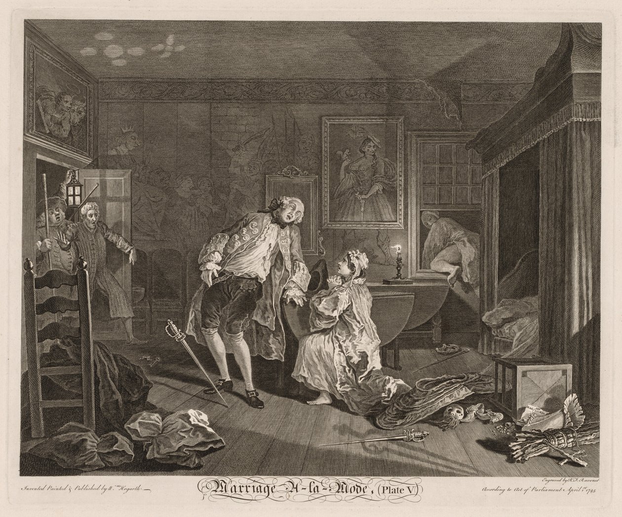 Marriage à la Mode: Der Tod des Earls, 1745 von William Hogarth
