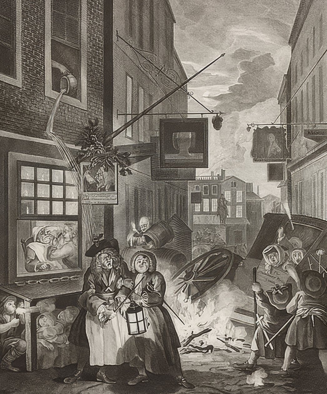 Nacht. Aus: Die vier Tageszeiten von William Hogarth