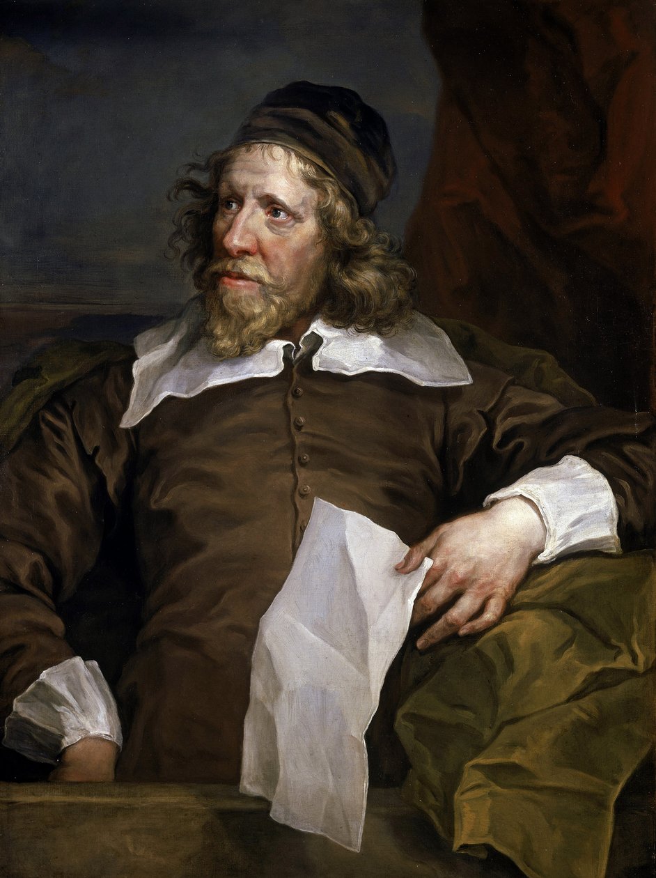 Porträt von Inigo Jones (1573-1652), Szenograf und Architekt, er führte die Renaissance-Architektur am britischen Königshof ein, nach Aufenthalten in Frankreich und Italien von William Hogarth