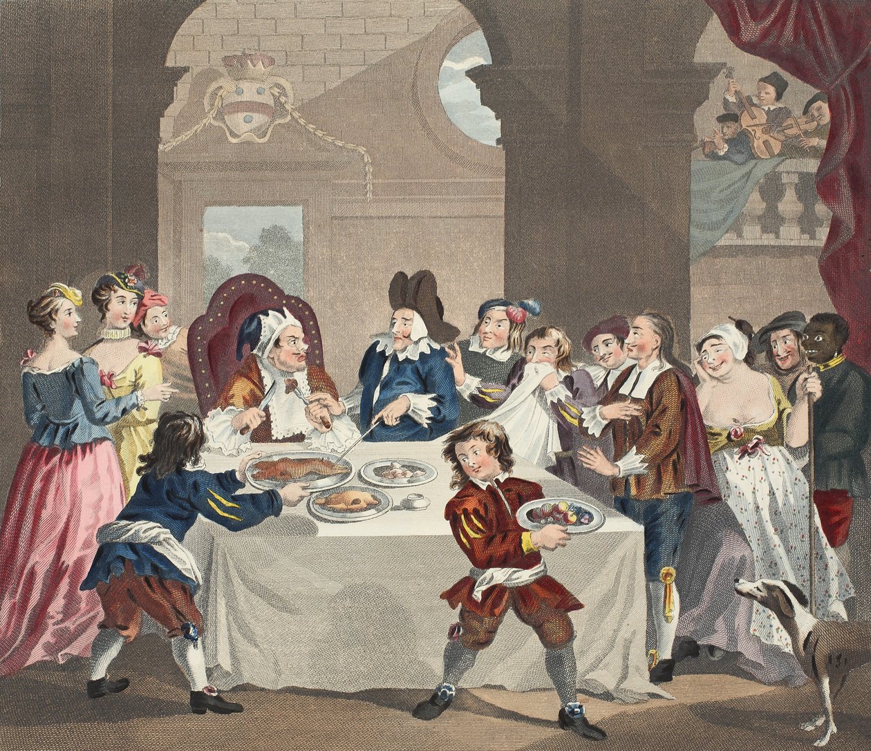 Sancho beim Festmahl, ausgehungert von seinem Arzt, Illustration aus 