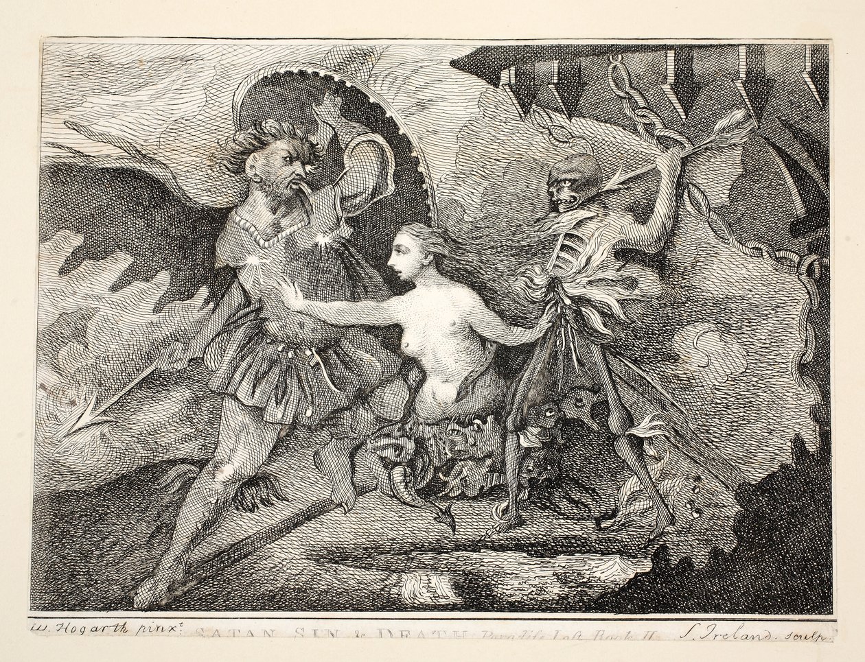 Satan, Sünde und Tod, veröffentlicht 1792 von William Hogarth