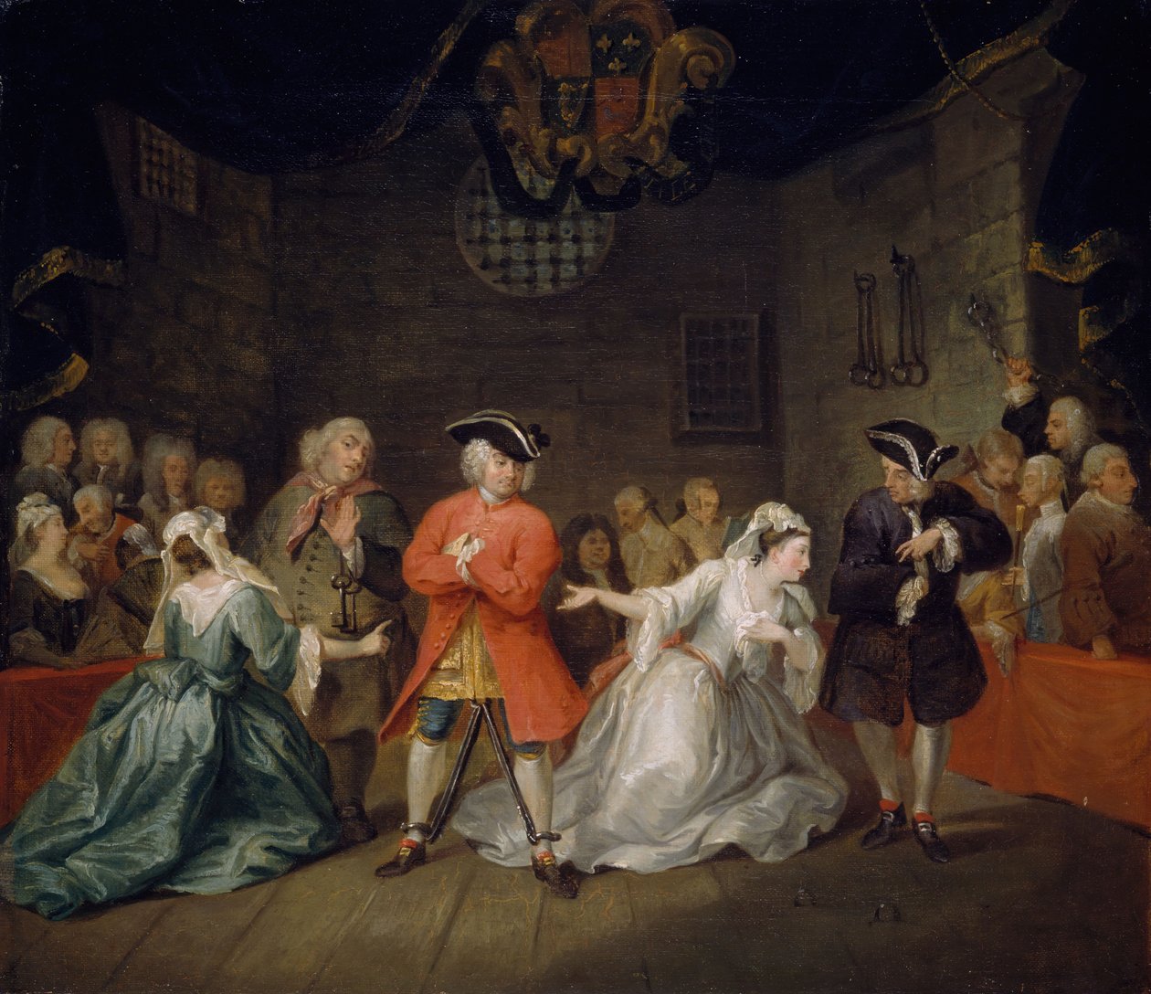 Szene aus John Gays Die Bettleroper (1728) von William Hogarth