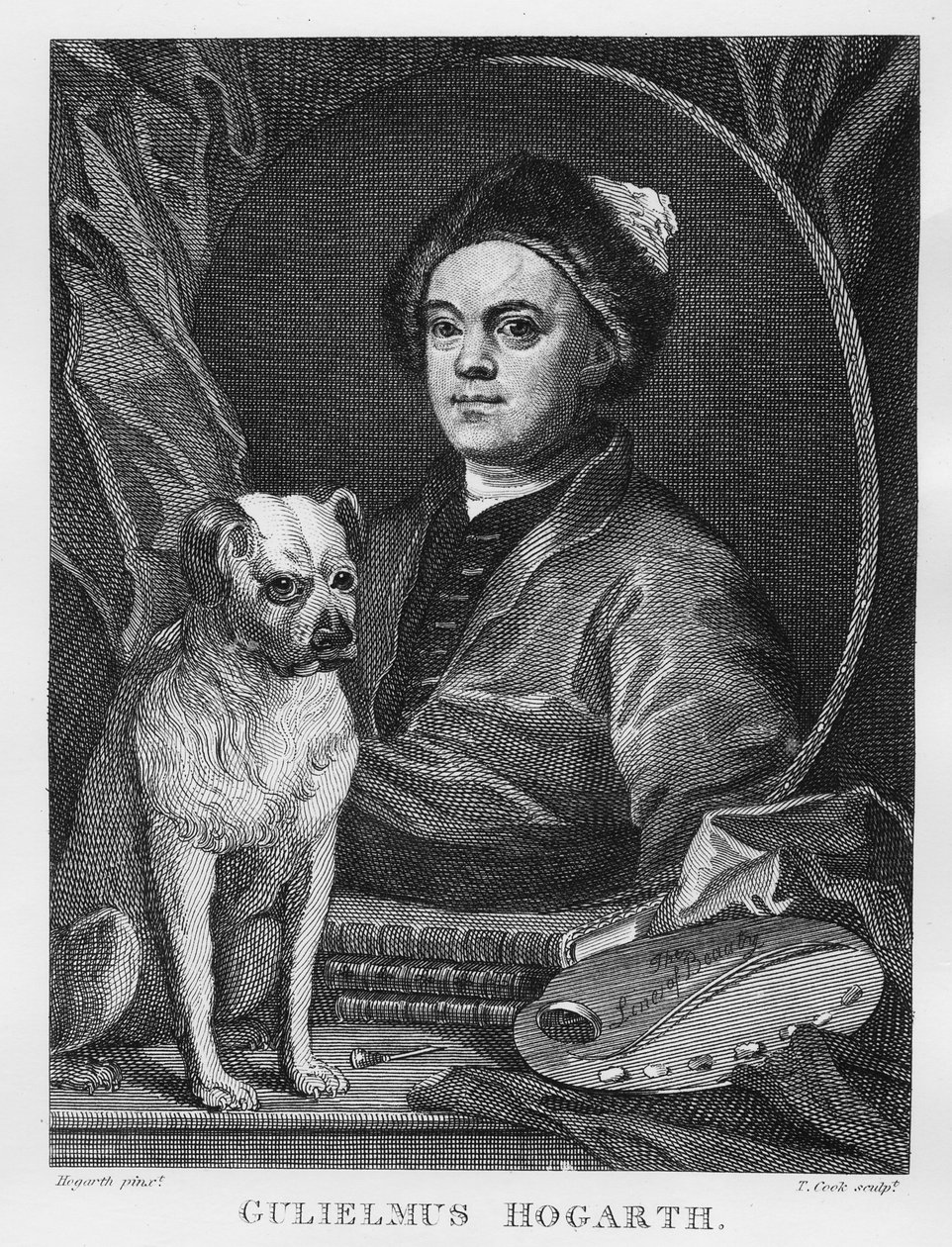 Selbstporträt, graviert von T. Cook, 1809 von William Hogarth