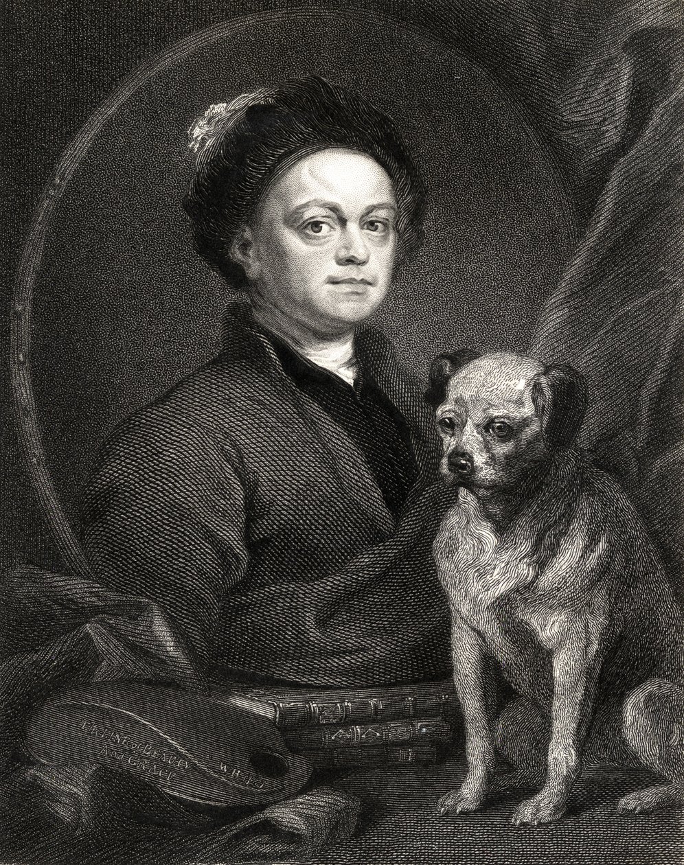 Selbstporträt, aus Galerie der Porträts, veröffentlicht 1833 von William Hogarth