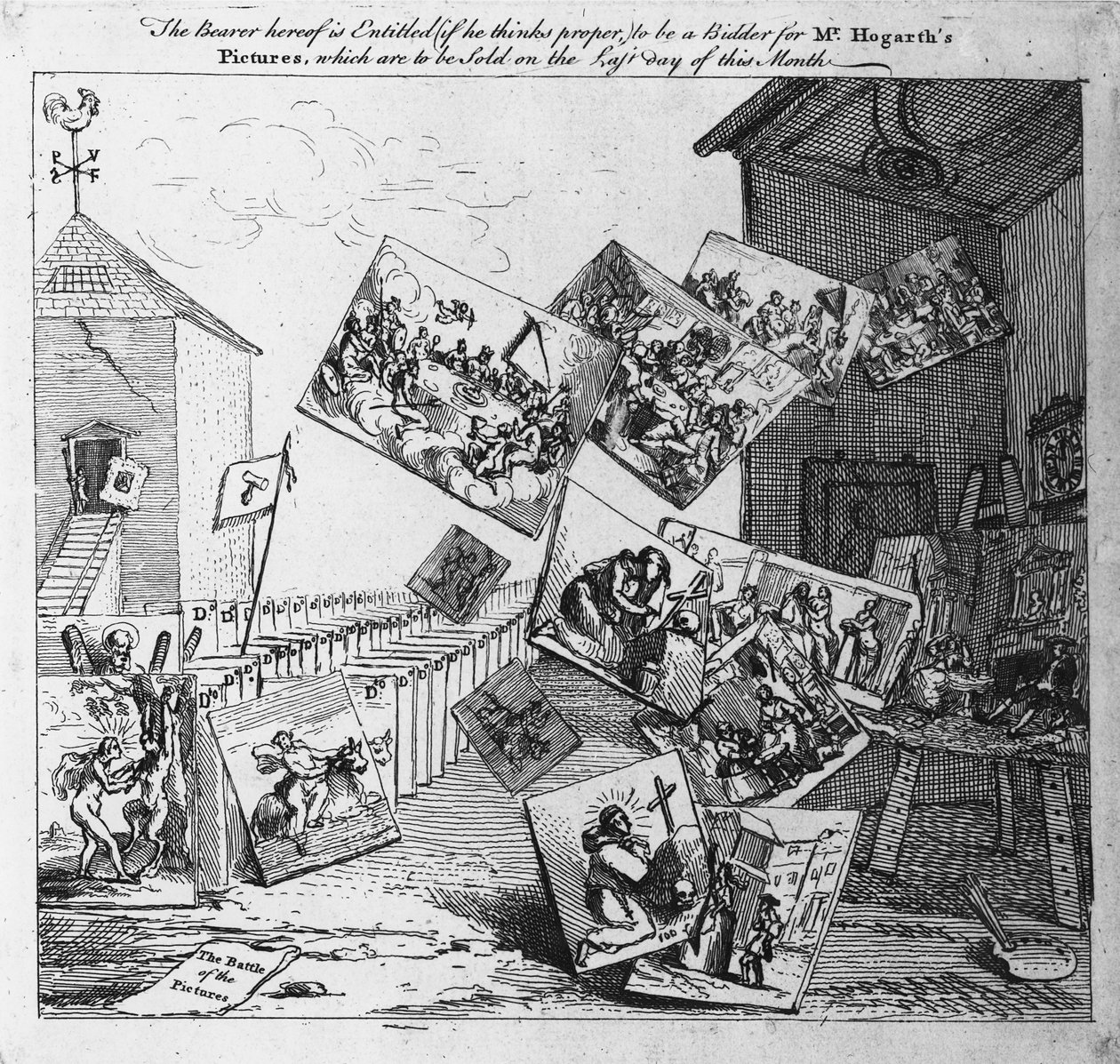 Die Schlacht der Bilder, 1745 von William Hogarth