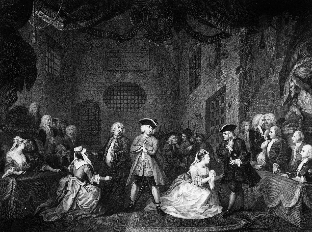 Die Bettleroper, Szene III, Akt XI, um 1728 von William Hogarth