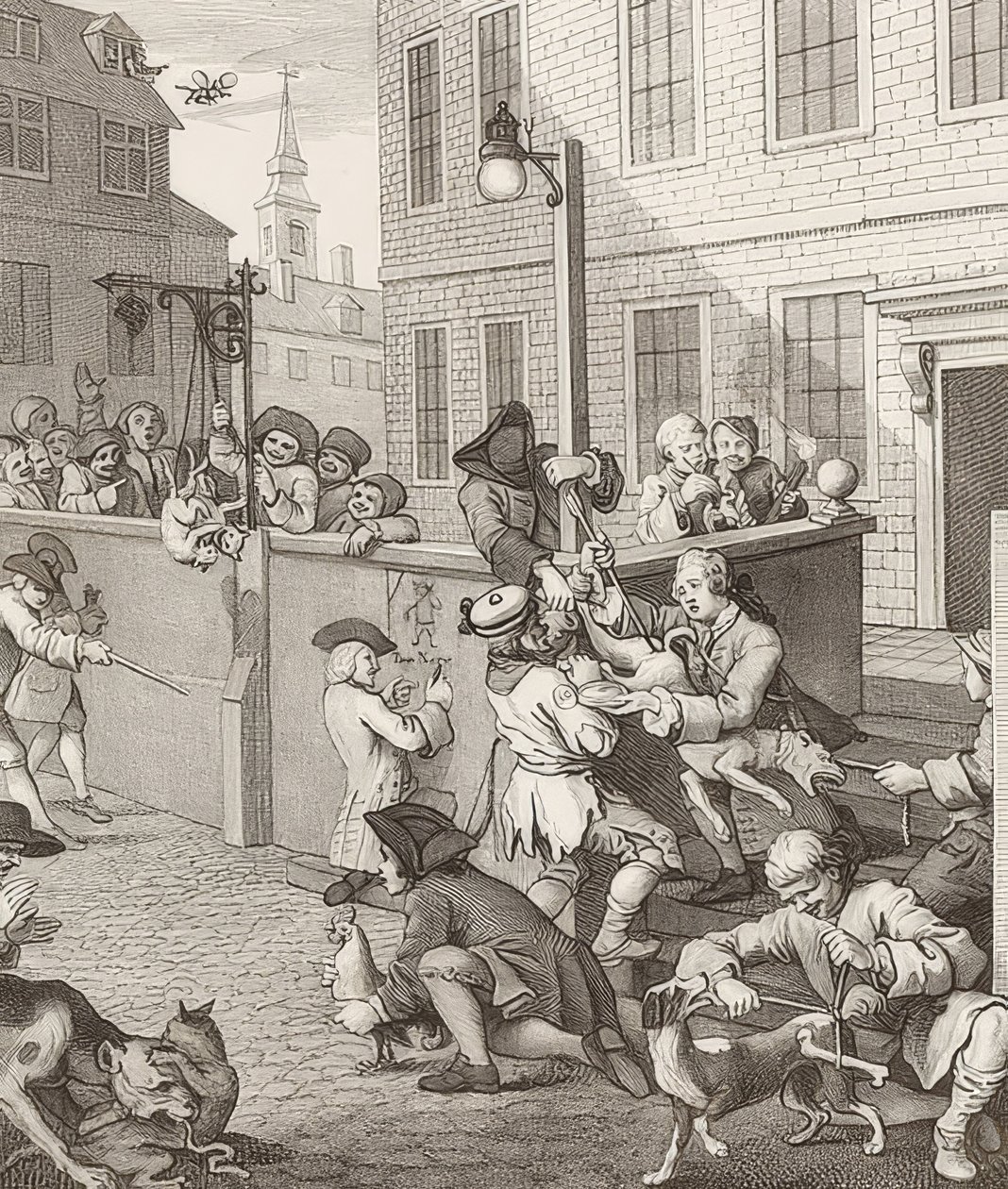 Die erste Stufe der Grausamkeit. Aus: Die vier Stufen der Grausamkeit von William Hogarth