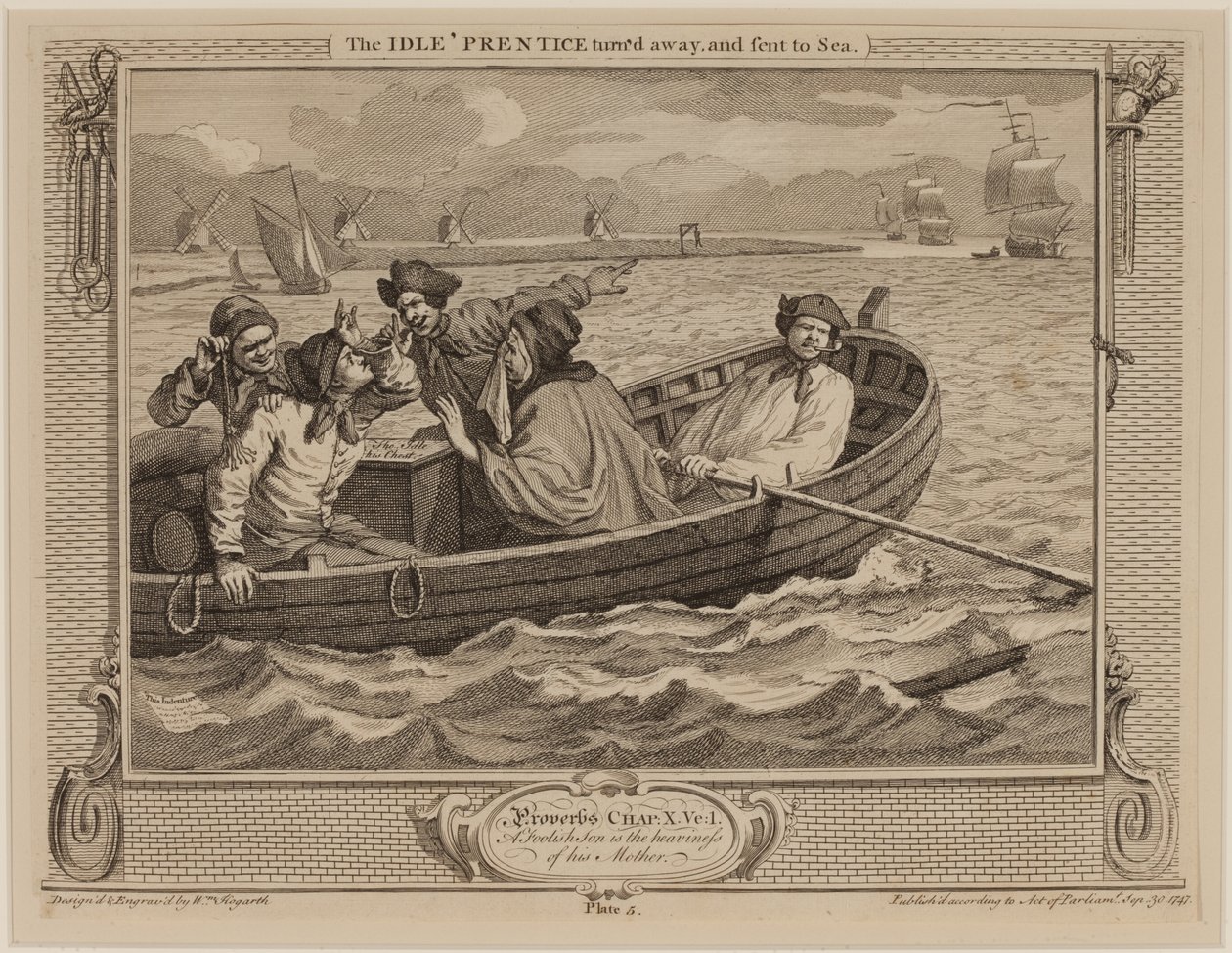 Der faule Lehrling wird weggeschickt und zur See geschickt von William Hogarth