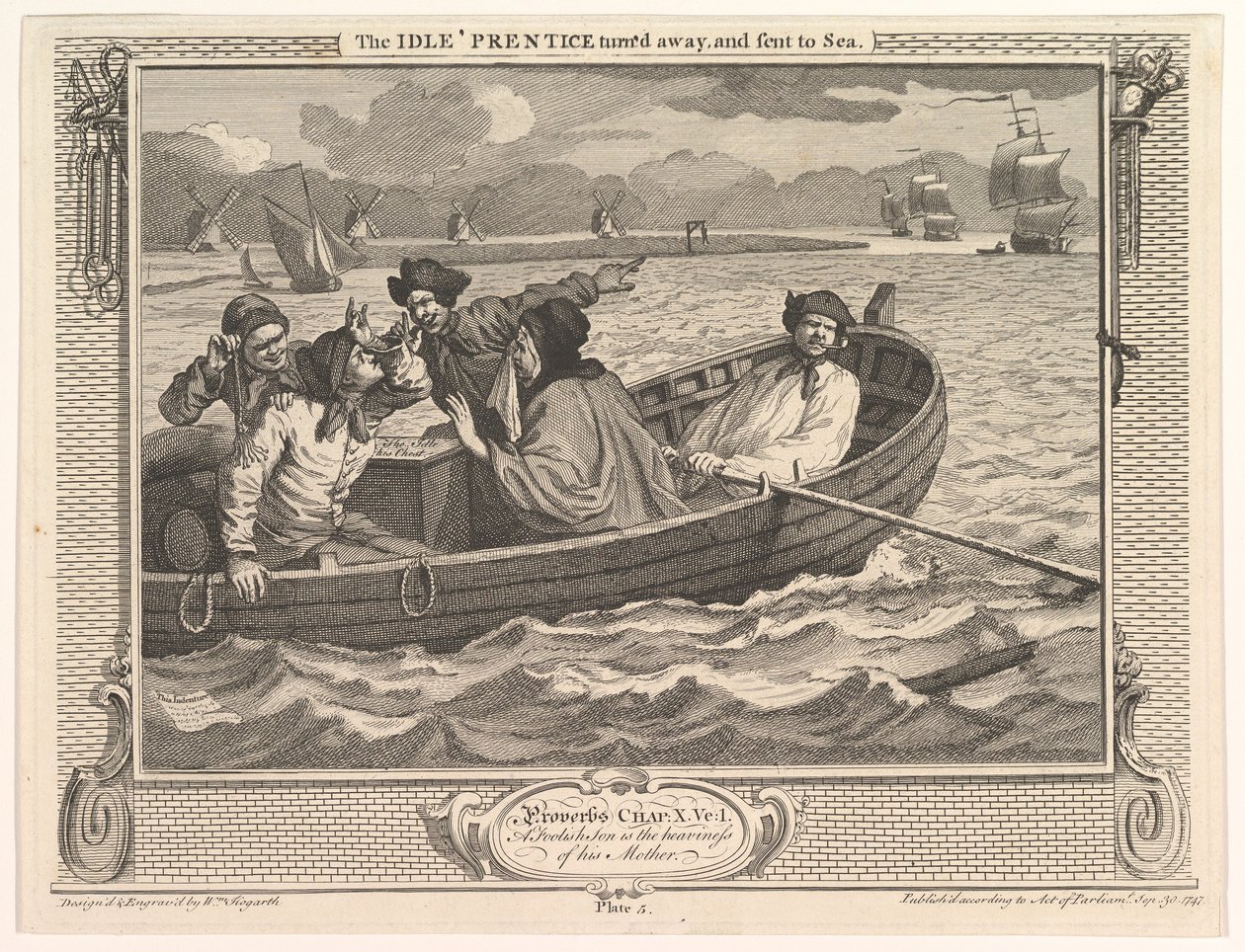 Der faule Lehrling wird weggeschickt und zur See geschickt von William Hogarth