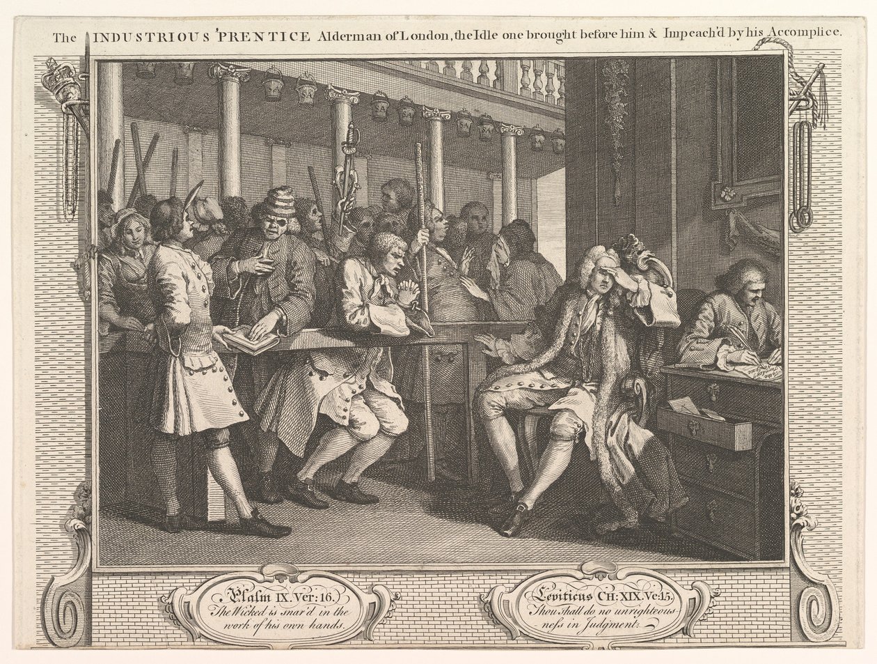 Der fleißige Lehrling, Alderman von London, der faule vor ihm gebracht, September 30, 1747 von William Hogarth