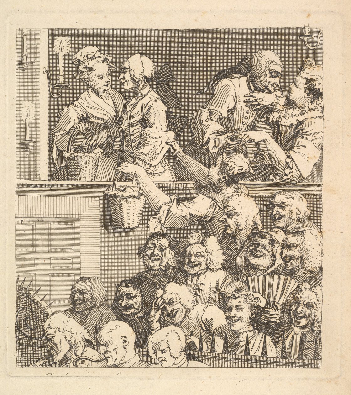 Das lachende Publikum, Dezember 1733 von William Hogarth