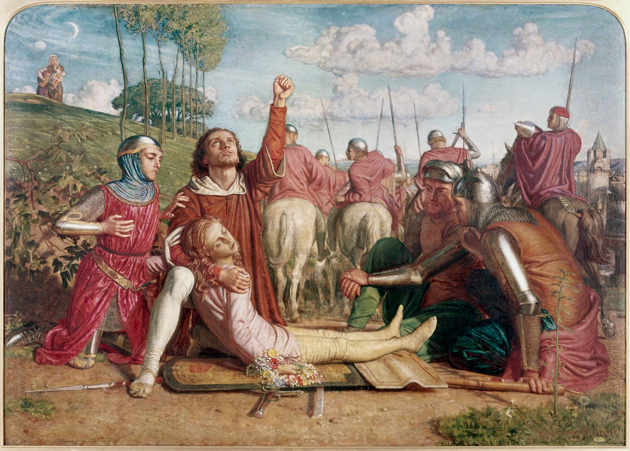 Rienzi schwört, Rache für den Tod seines jungen Bruders zu nehmen, Opfer eines Zusammenstoßes zwischen den Orsini und den Colonna von William Holman Hunt