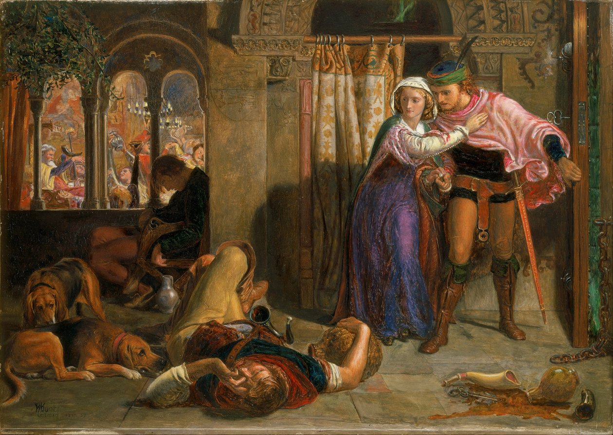 Die Flucht von Madeline und Porphyro während der Trunkenheit beim Festgelage (Der Vorabend von St. Agnes) von William Holman Hunt