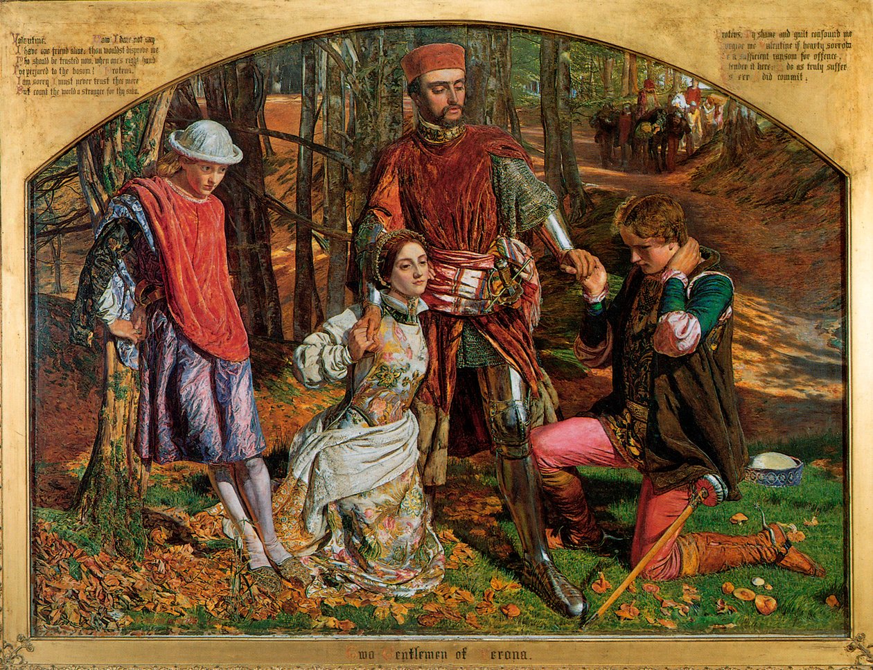 Valentine rettet Sylvia vor Proteus, 1851 von William Holman Hunt