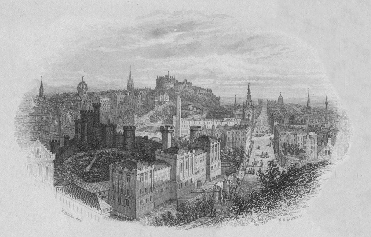 Edinburgh vom Calton Hill, frühes bis mittleres 19. Jahrhundert von William Home Lizars