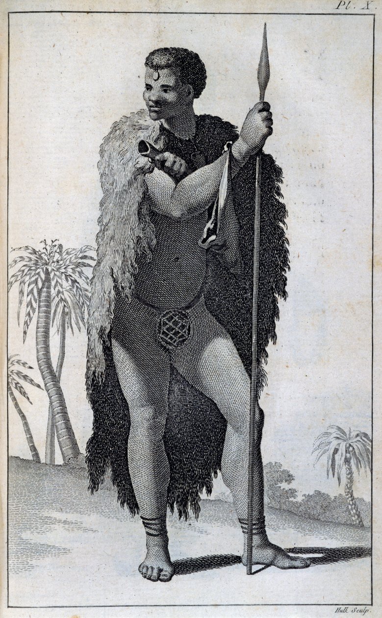 Khoikhoi-Mann (Hottentotte), aus Reisen von Le Vaillant ins Innere Afrikas über das Kap der Guten Hoffnung, in den Jahren 1783 von William Home Lizars