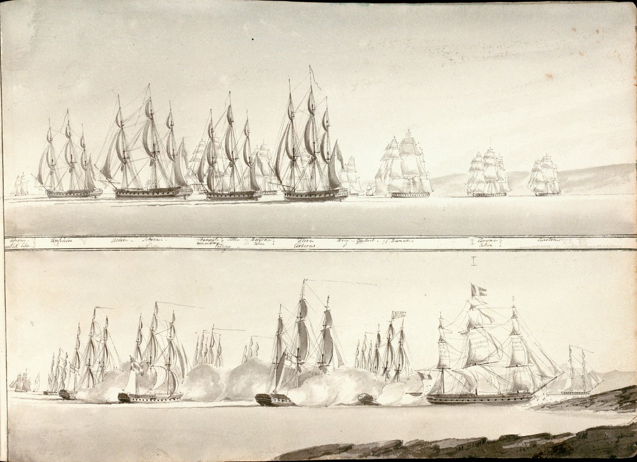 Verschiedene Arten, Linienschiffe zu malen, frühes 19. Jahrhundert von William Innes Pocock