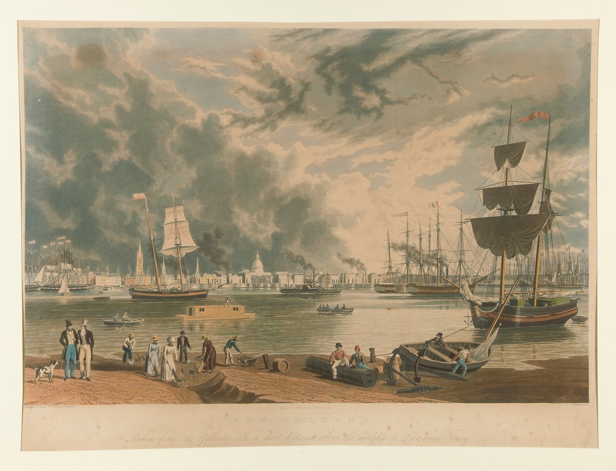 New Orleans, von der gegenüberliegenden Seite, ein kurzes Stück oberhalb der Mitte oder Picayune-Fähre aufgenommen von William James Bennett