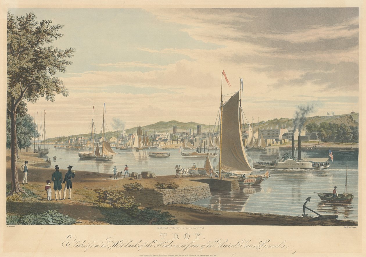 Troy: Vom Westufer des Hudson vor dem Arsenal der Vereinigten Staaten aufgenommen von William James Bennett