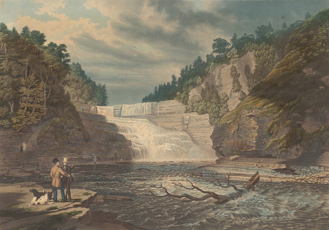Ansicht der High Falls von Trenton: West Canada Creek, N.Y., veröffentlicht 1835 von William James Bennett