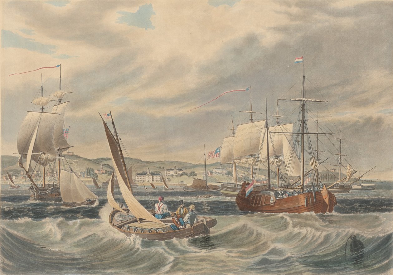 Ansicht der Quarantäne von New York, Staten Island, veröffentlicht 1833 von William James Bennett