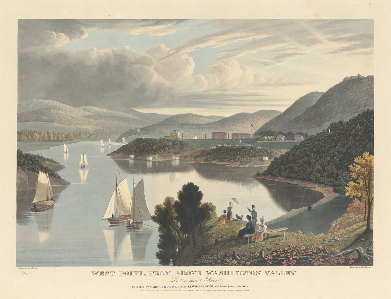 West Point, von oberhalb des Washington Valley: Blick flussabwärts von William James Bennett after George Cooke