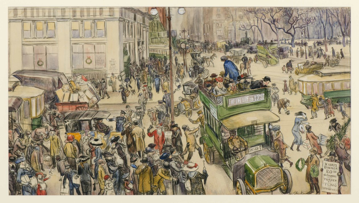Weihnachtseinkäufer, Madison Square, 1912 von William James Glackens