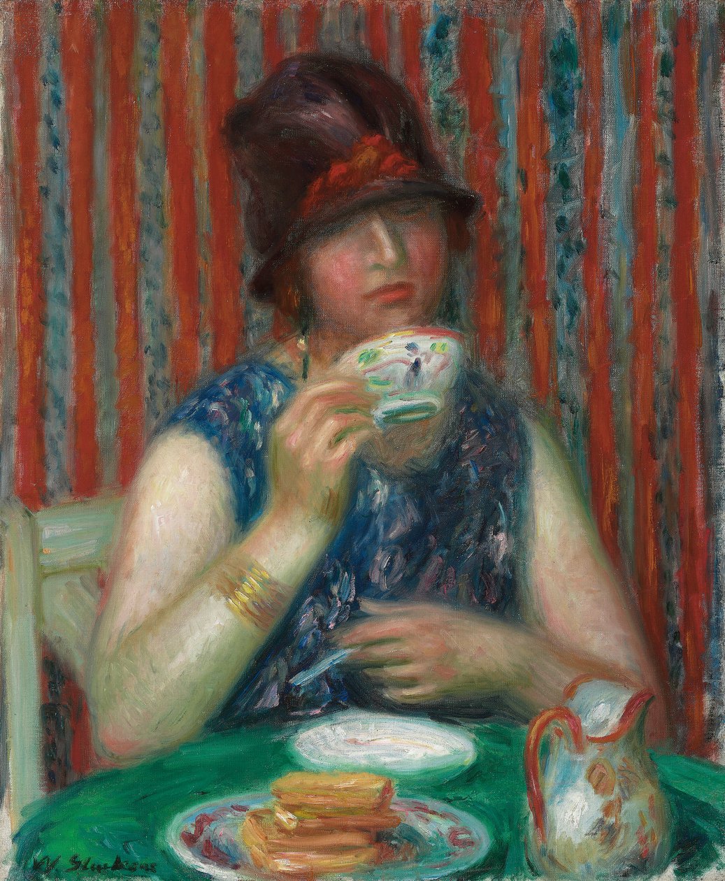 Mädchen mit Teetasse, ca. 1920 von William James Glackens