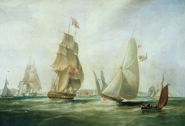 Yachten vor der Burg, Cowes, im Rennen von William John Huggins