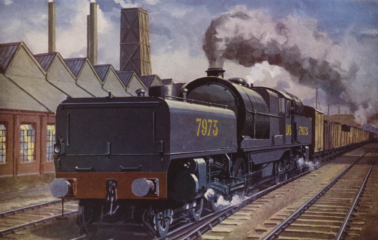 Ein schwerer Kohlezug der LMS (Farblithografie) von William John Patton McDowell