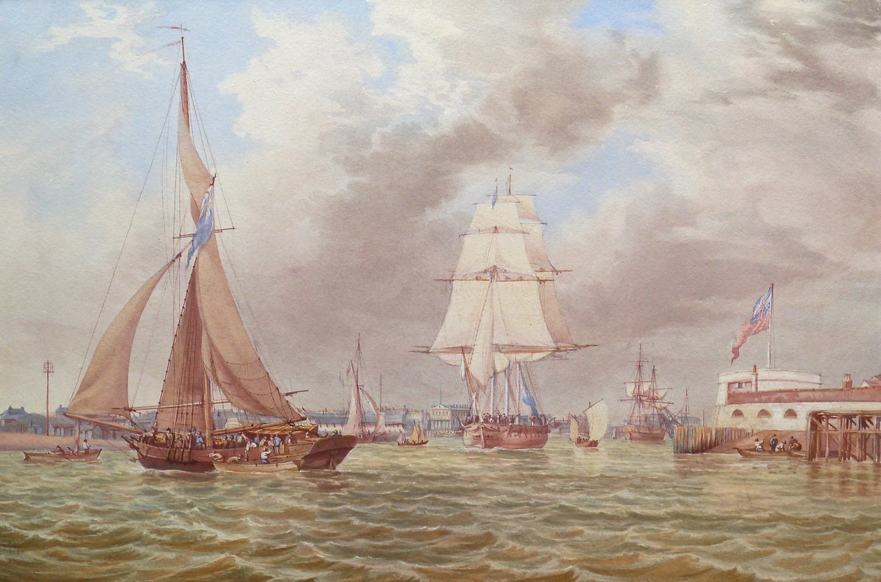 Schiffe am Eingang zum Hafen von Portsmouth von William Joy