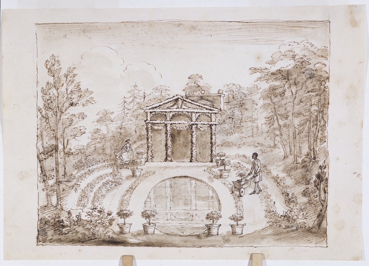 Blumentempel und runder Pool von William Kent