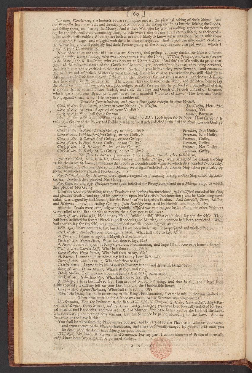 Die Anklage, der Prozess und die Verurteilung von Kapitän William Kidd wegen Mordes und Piraterie von William Kidd