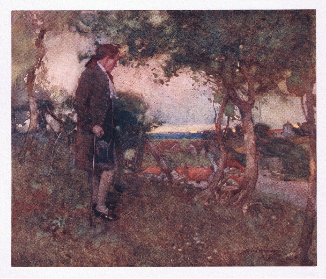 Dort, als ich mit sorglosen Schritten und langsam vorbeiging, kamen die vermischten Noten gedämpft von unten von William Lee Hankey