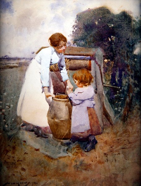 Zwei Mädchen am Brunnen von William Lee Hankey