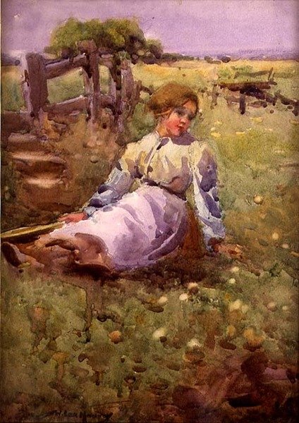 Frau auf einem Feld von William Lee Hankey