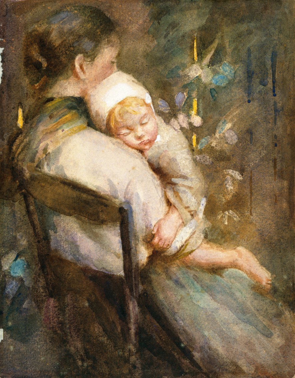 Junge Mutter mit schlafendem Kind auf ihrem Schoß von William Lee Hankey