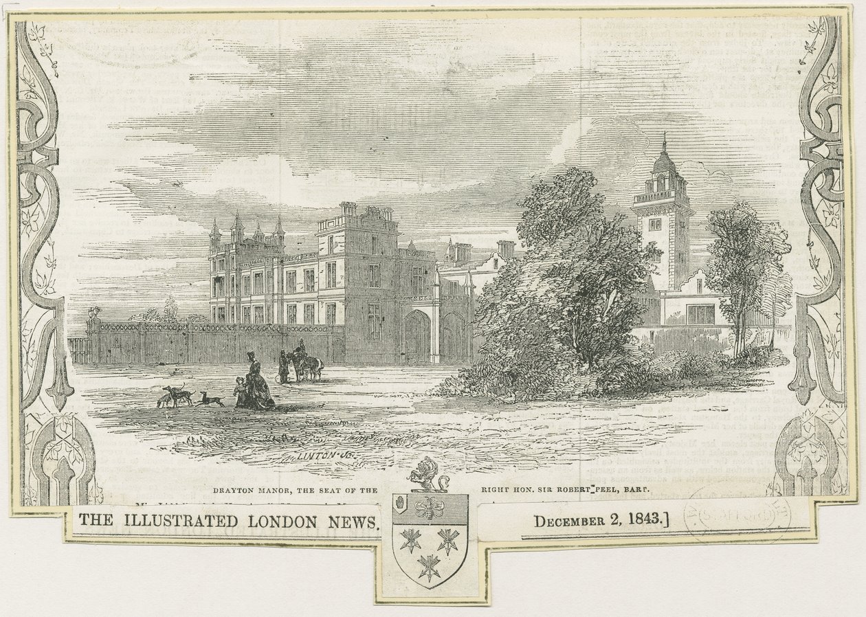 Draton Bassett - "Drayton Manor": Holzschnitt, nd [ca. 1843] von William Linton