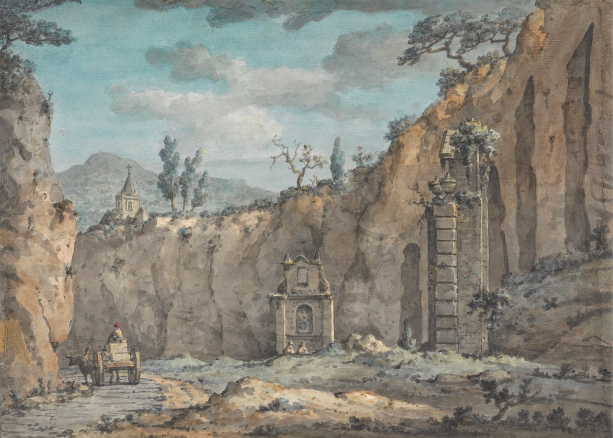 Ochsenkarren in der Grotte von Posillipo von William Marlow