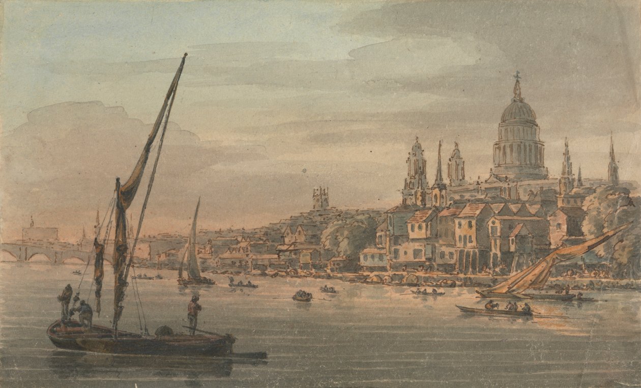 Die Stadt und St. Pauls vom Südufer von William Marlow