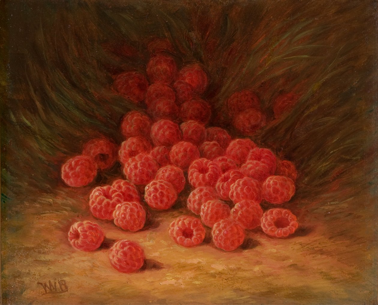 Rote Himbeeren auf einem Waldboden 1866 von William Mason Brown
