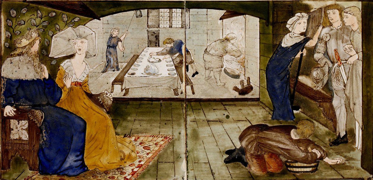 Sechzehn Fliesen bilden acht Illustrationen der 