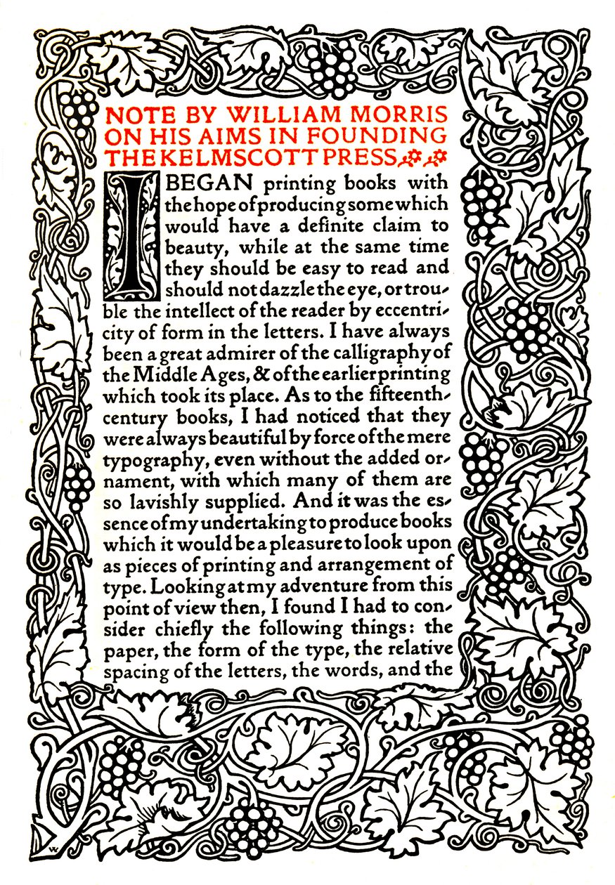 Kelmscott Press: Seite im Golden Type gedruckt von William Morris