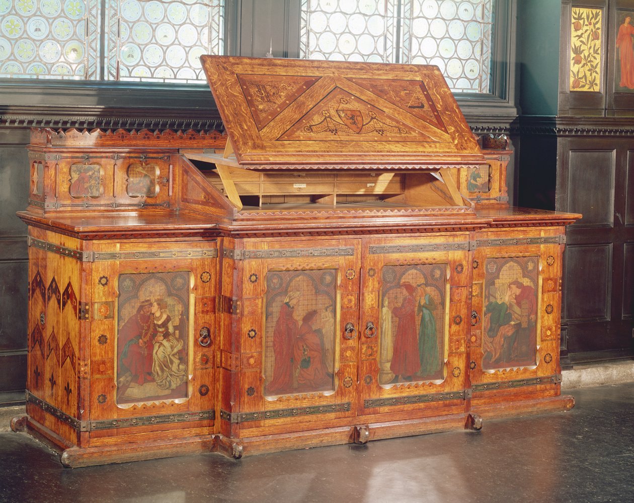 König Renés Flitterwochenkabinett, entworfen von J.P. Seddon von William Morris