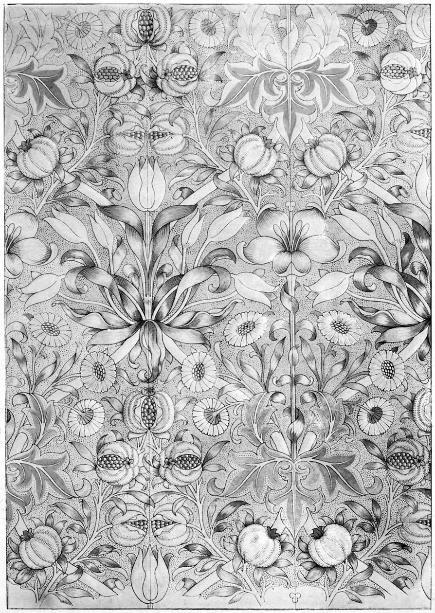 Lilien- und Granatapfelmuster-Tapete, 1887 von William Morris