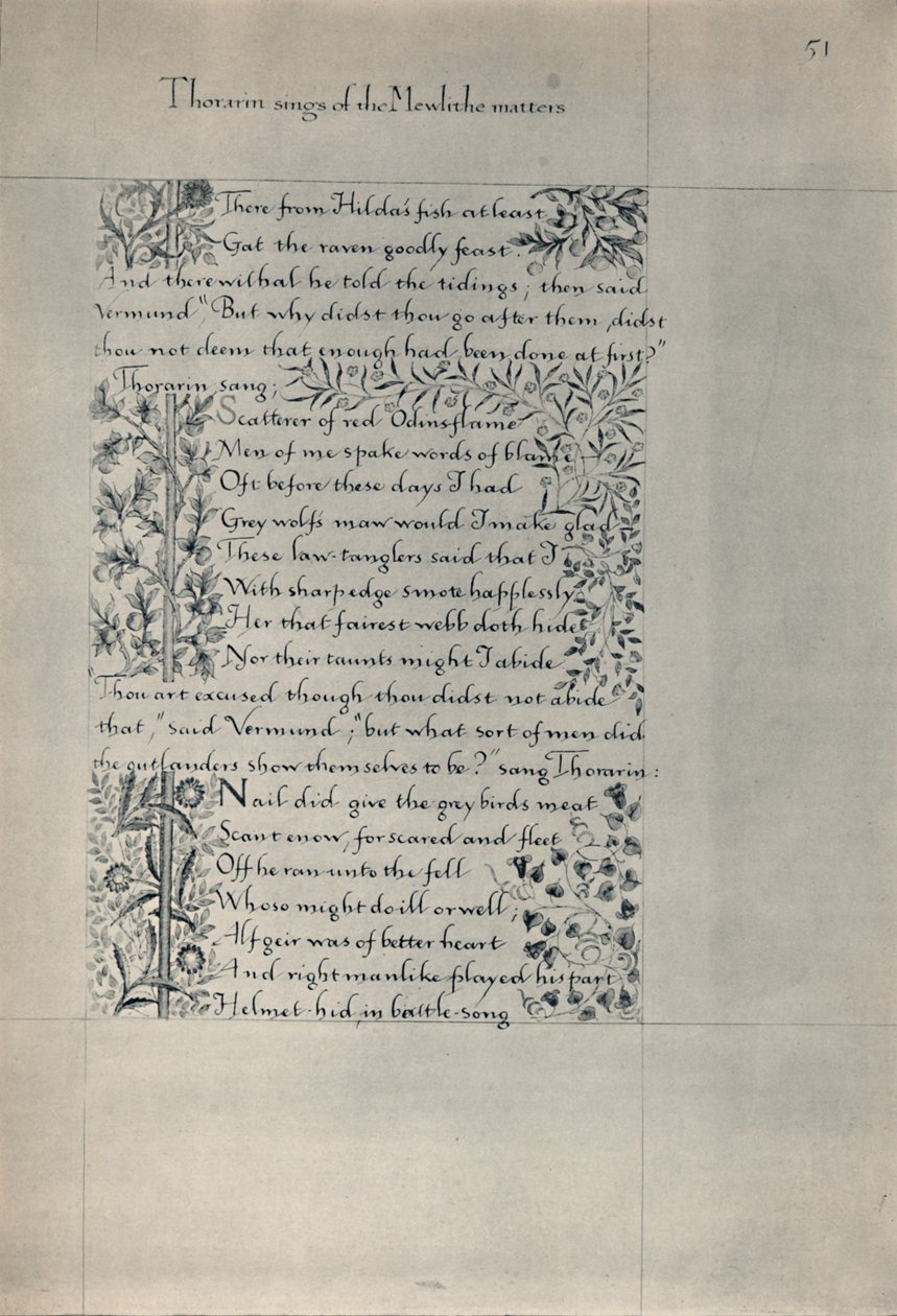 Seite aus Die Geschichte der Bewohner von Eyr, 1871 von William Morris