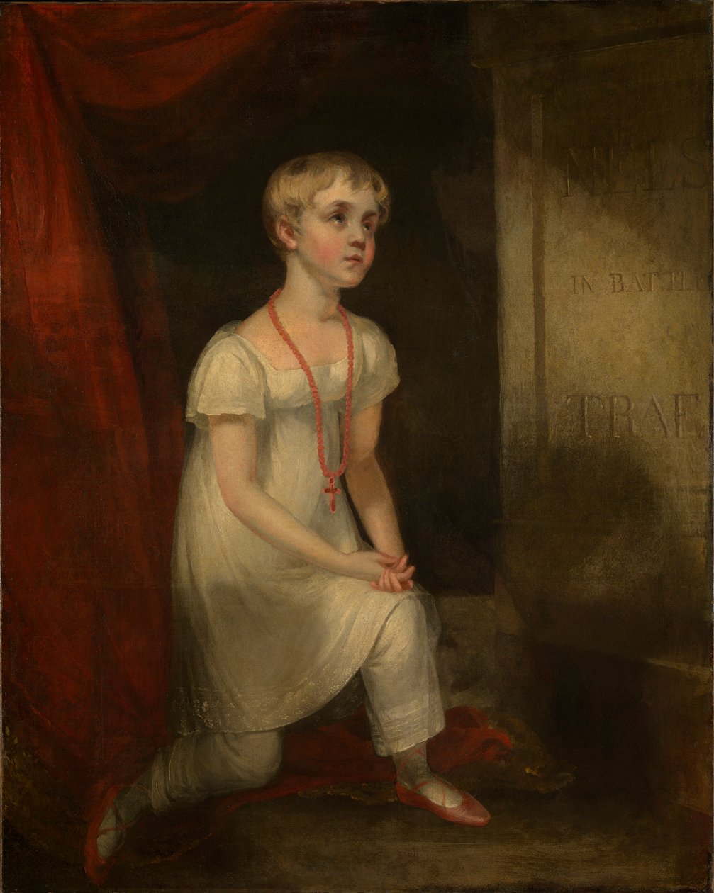 Horatia Nelson kniet vor dem Grab ihres Vaters, ca. 1807 von William Owen